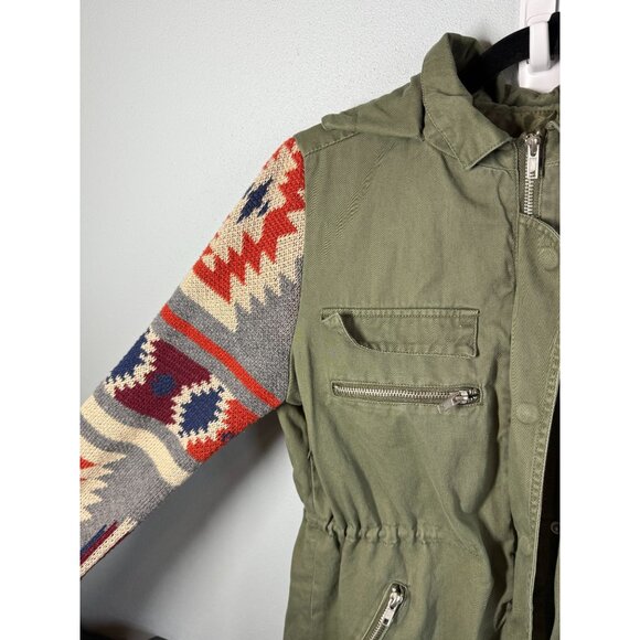 Thread & Supply Women Hooded Jacket Small Aztec Southwest Utility Olive Green - Picture 5 of 13